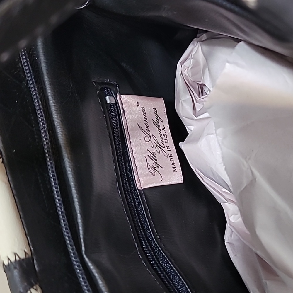 Fifth Avenue Handbags Black & White Pinwheel Squares Faux Leather Crossbody - Picture 9 of 12